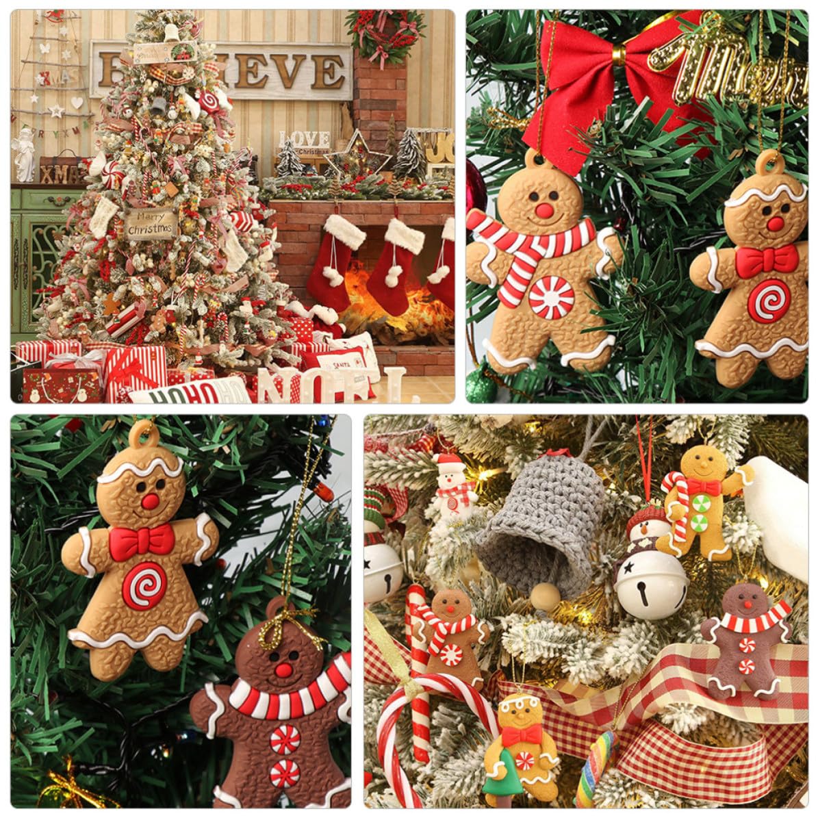 BESPORTBLE 72 Piezas Adorno Colgante de Pan de Jengibre Navideño de PVC