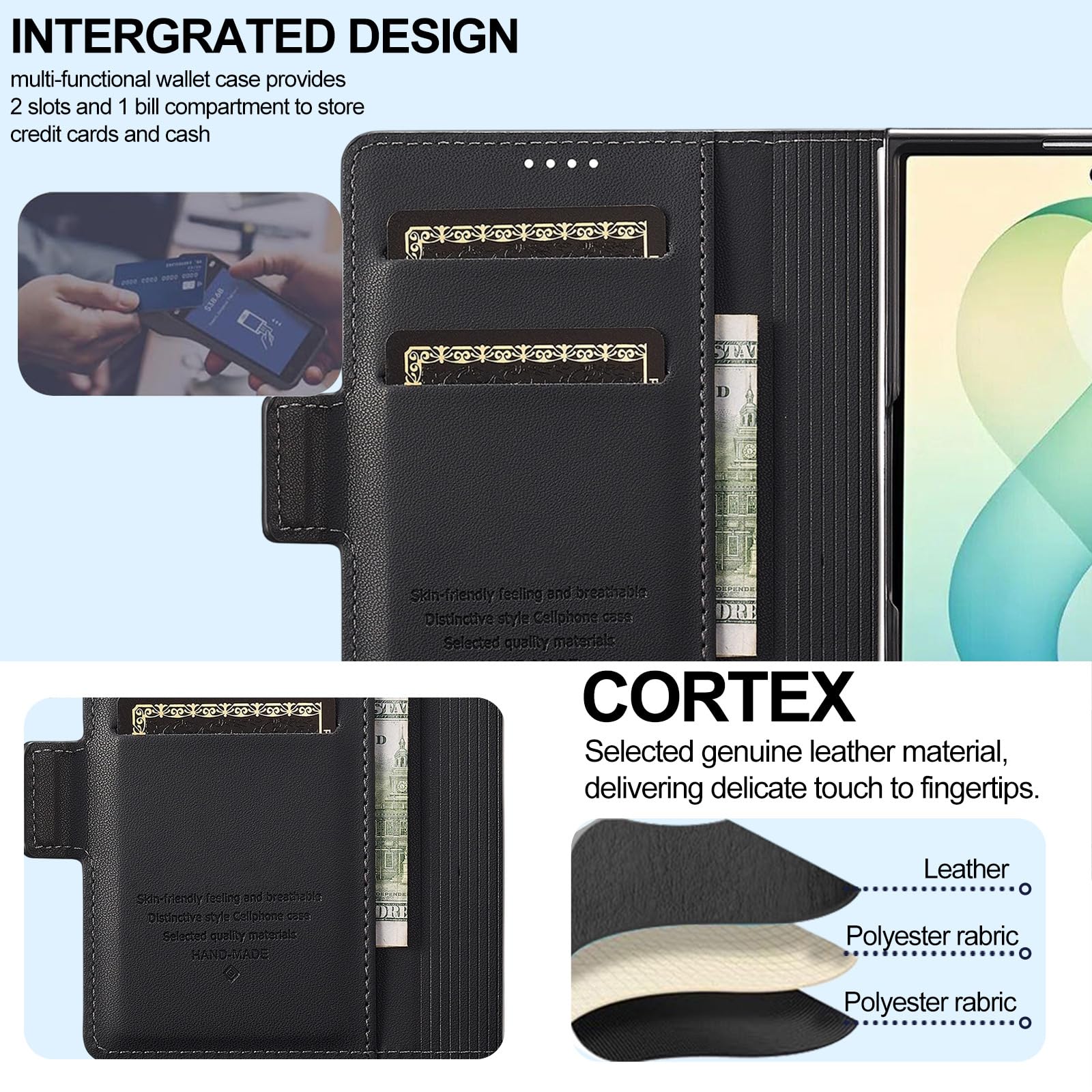 Portfel etui do Samsung Galaxy Z Fold 8, skóra vintage z klapką
