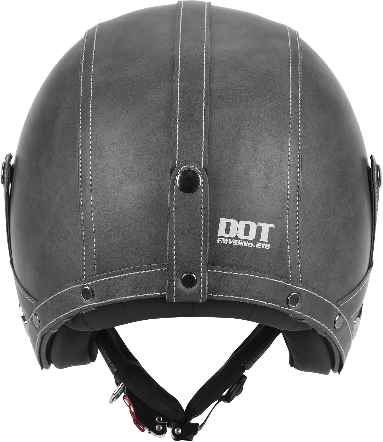 Handmade Leather 3/4 Open Face Motorcycle Helmet Retro Vintage Style DOT Approved Adult Half Helmet for Men Women Motorbike Moped Cruiser Scooter