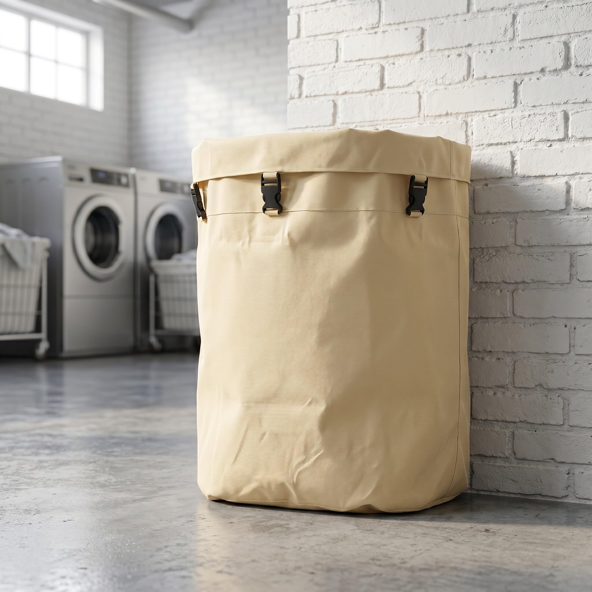 ABOOFAN Borsa in Tela Kaki per Carrello Pulizie e Lavanderia con Apertura e Bordo Rinforzato, Pieghevole per Accesso Rapido in Ambienti di Pulizia e Hotel