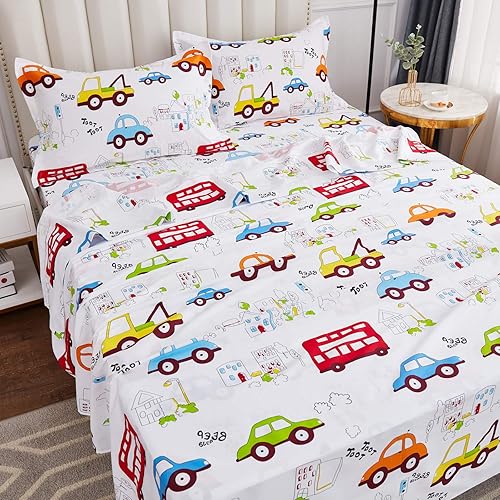 Miniatura 25 de Brandream Sábanas de tamaño individual 100% algodón, juego de sábanas a cuadros blancos y azules con bolsillos profundos de 18 pulgadas Blanco Azul