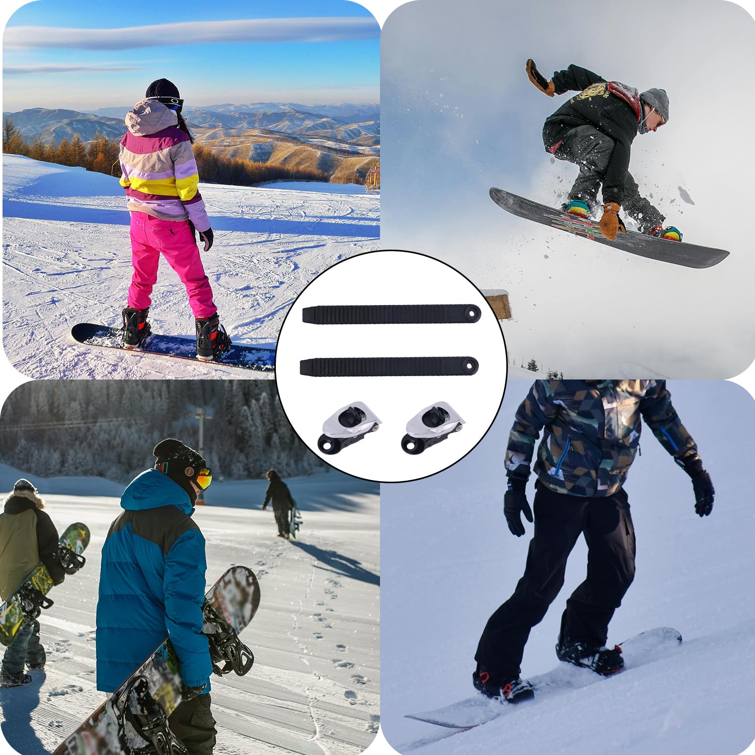BOXOB 2pz Cinghie per Attacchi Snowboard con Fibbie per Cinghie, Cinghie Elastiche per Scaletta da Snowboard Cinghie per Caviglia per Attacchi da Snowboard per Appassionati di Snowboard