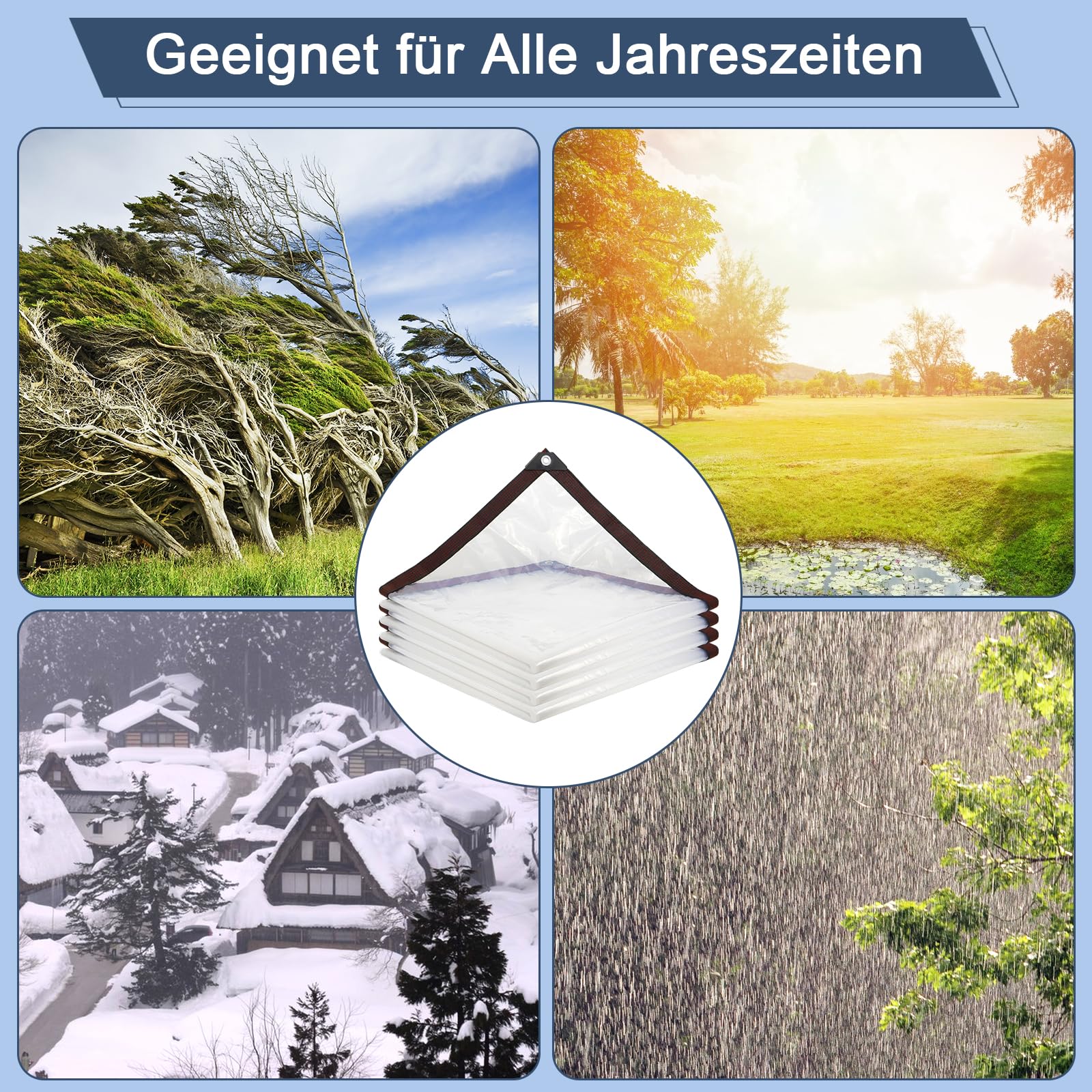 Bache Transparente Exterieur, Bâche Transparente avec Oeillets, Imperméable, Anti-déchirure, pour Meubles de Jardin, pour l'extérieur, Isolation des Plantes, Pergola,Veranda, Terrasse,Greenhouse,2x3m
