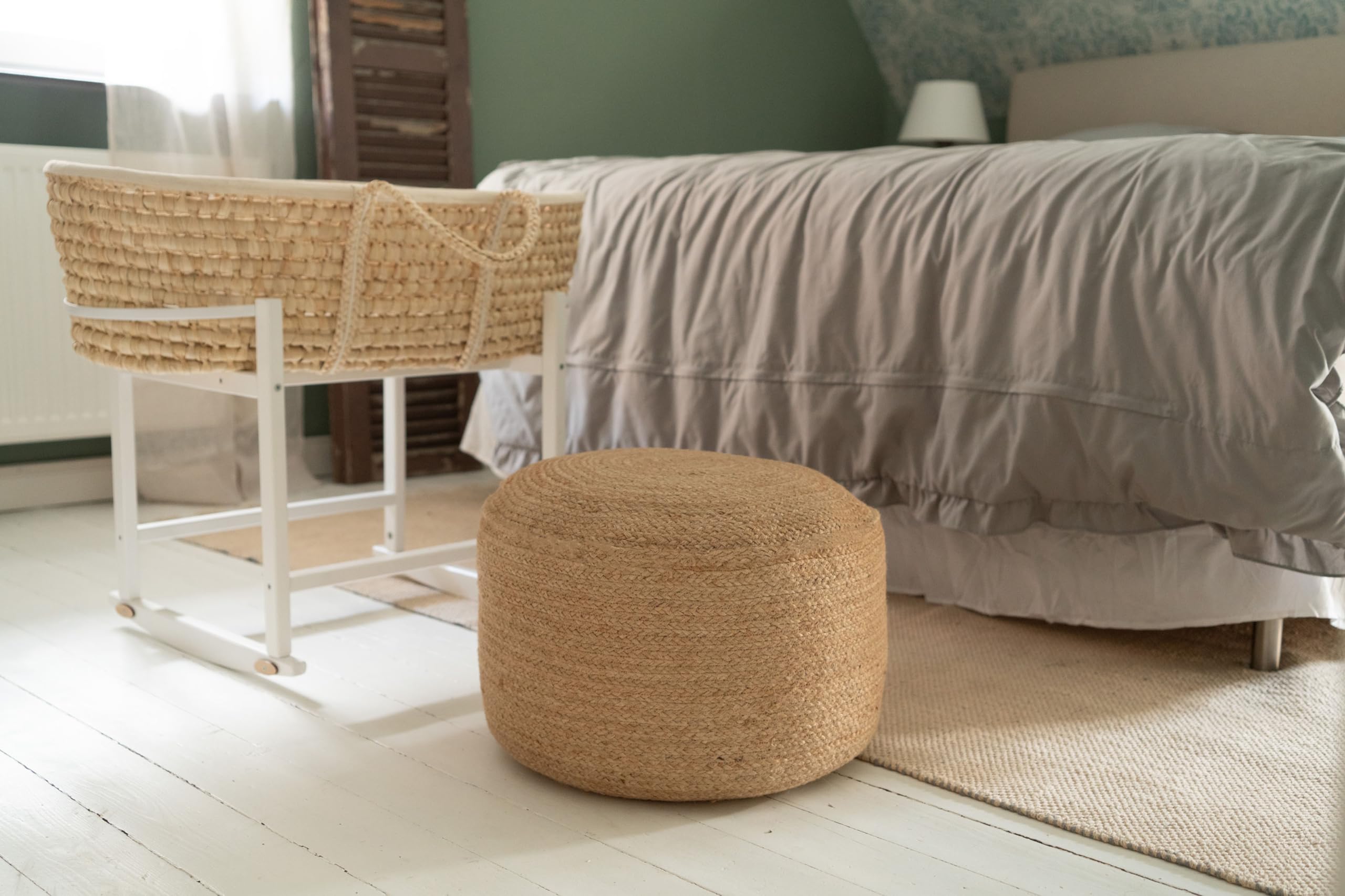 Decorasian Pouf - Repose-pieds ou repose-pieds tressé en jute - Pouf de style bohème - Rond