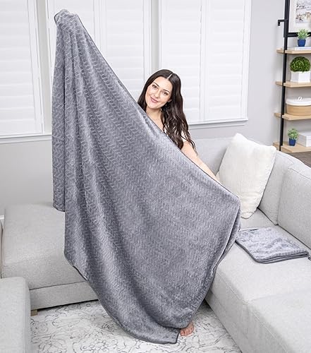 Miniatura 10 de Proglobe Lujosa almohada de viaje  Acogedora manta de forro polar para avión con funda de almohada suave, 2 en 1 con funda para equipaje de mano y