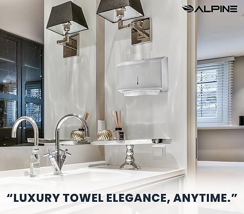 Miniatura 4 de Alpine - Dispensador de toallas de papel comercial para soporte de pared para toallas de papel multipliegue, triple y plegado en C, dispensador de