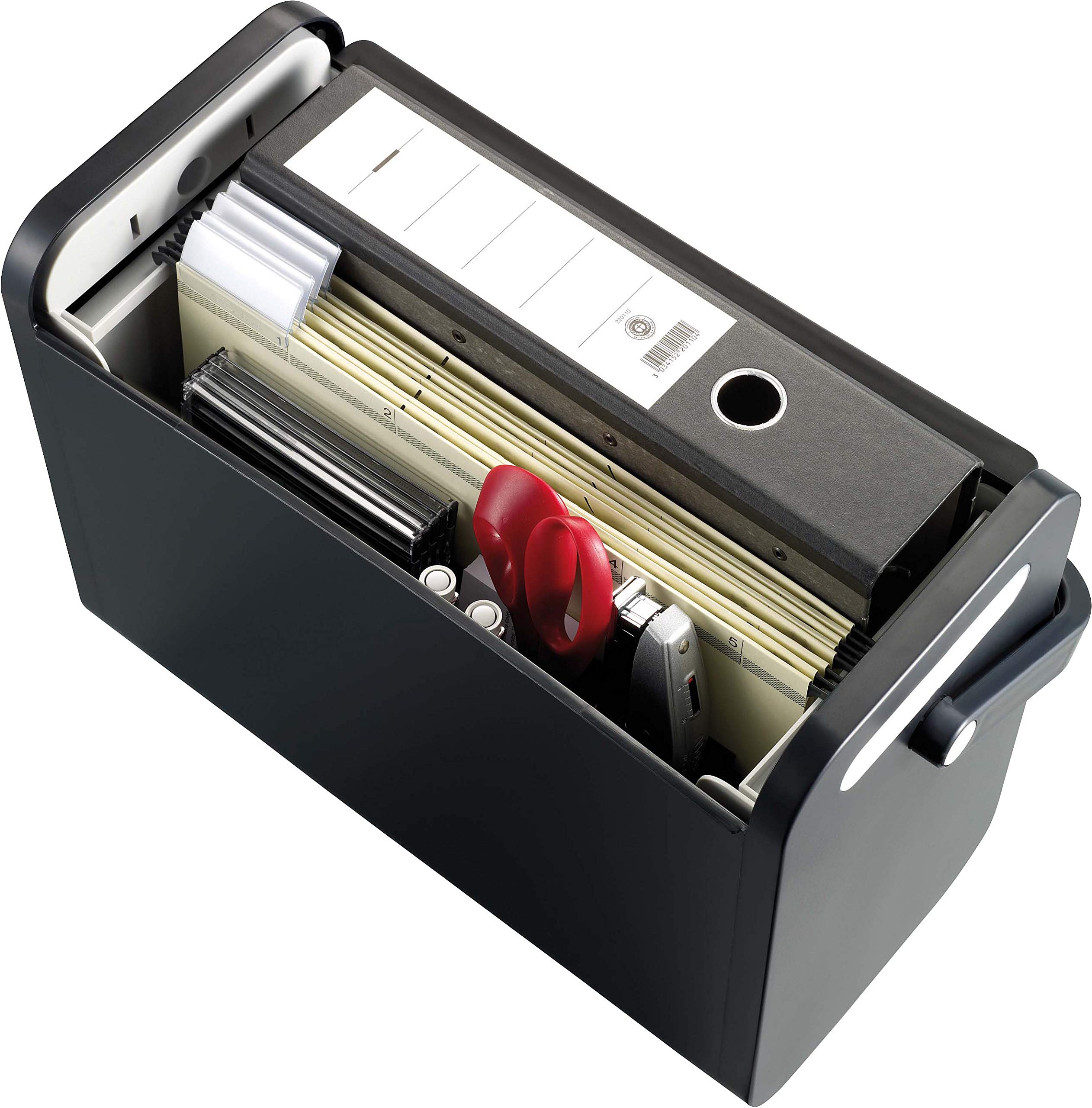 helit H6110195 - MobilBox „the mobile box“, schwarz | Transportbox für Dokumente, Unterlagen und Büromaterial