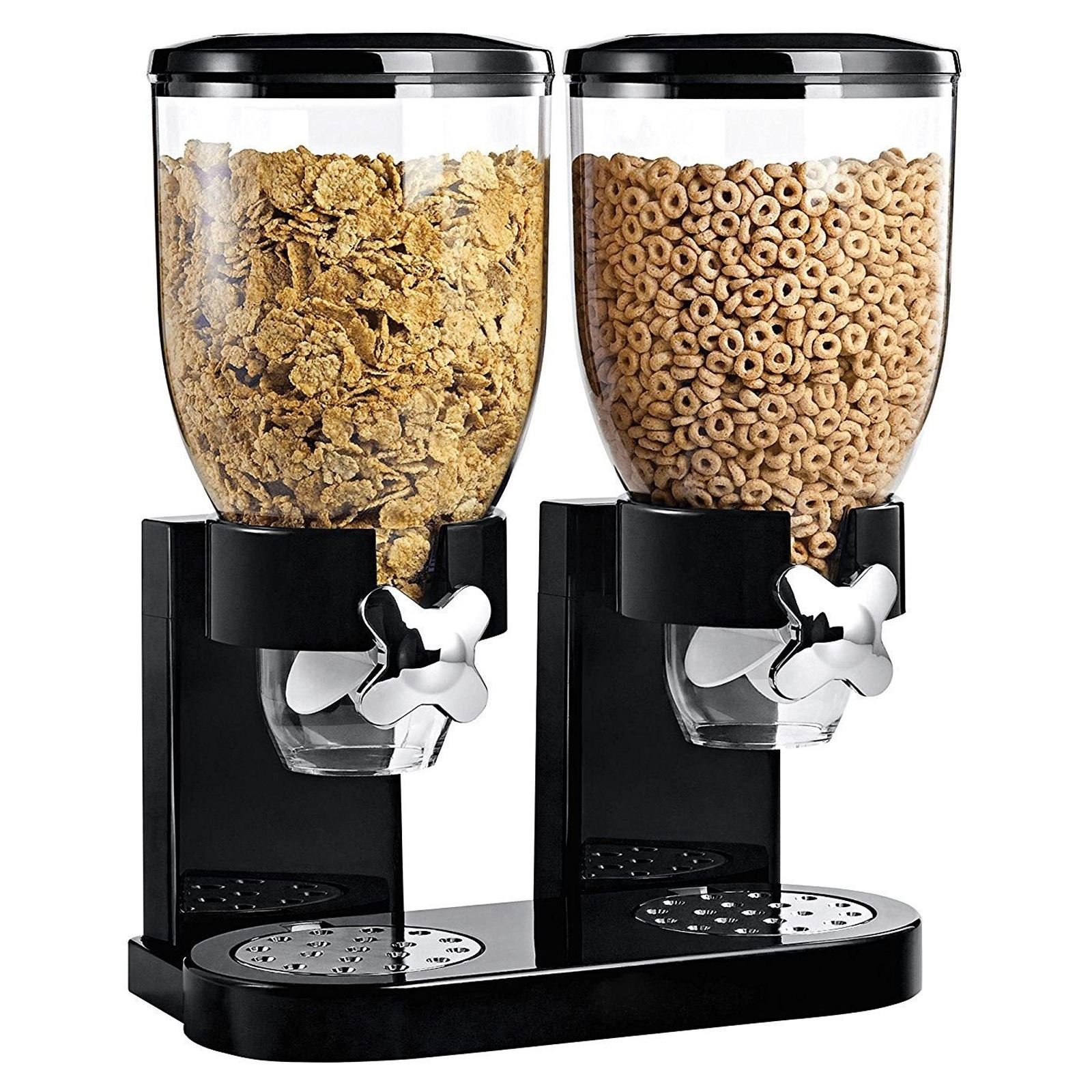 Asab doppelt Frühstück Müsli Spender trockene Lebensmittel Container verzichten Maschine Tisch Counter Top mit Twist Ablassventil schwarz