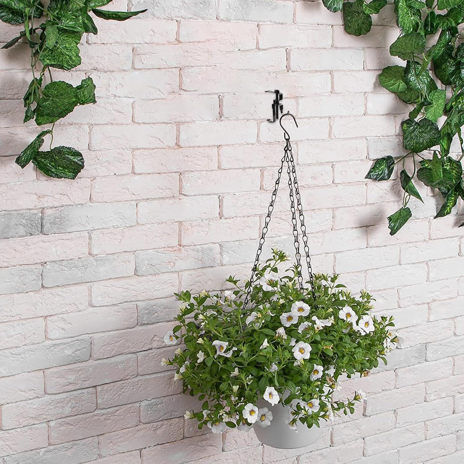 Stainless Steel Brick Hanger No Drill Outdoor Adjustable Brick Hooks Clamps Black Heavy Duty Brick Wall Clips for Hanging Pictures, Lights, Plants(12 Pcs)