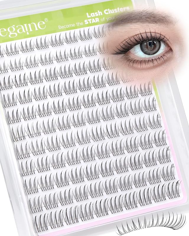 Cílios postiços em tufos Zegaine Aurora, curvatura C, faixa transparente, 9–14 mm