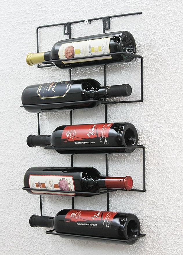 INDIAN DECOR Metal Wine Shelf/Bottle Holder/Wall Mounted Wine Shelf/Wine Rack/Wine Bottle Holder - Black