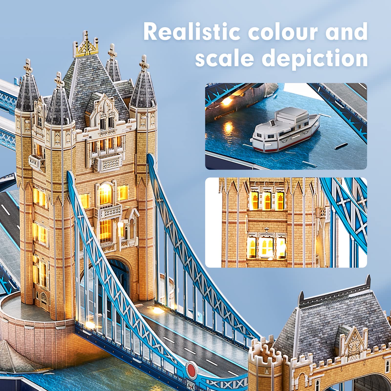 CubicFun – Puzzle 3D Tower Bridge Londres – 120 Pièces – Maquette Architecturale National Geographic – Pour Enfants Et Adultes