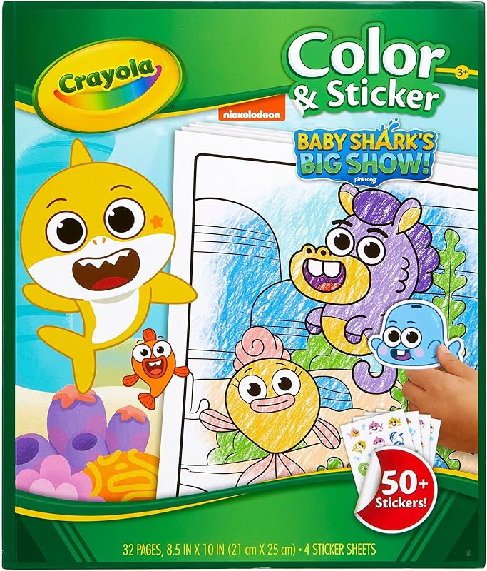 Baby Shark Coloring Pages and Stickers, Gift for Kids, Ages 3, 4, 5, 6 Color & Sticker