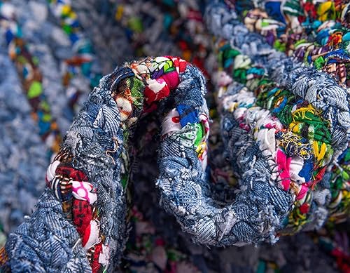 Miniatura 8 de Unique Loom Trenzado Chindi Collection - Alfombra casual moderna azulazul oscuro (2' 0 x 3' 0)