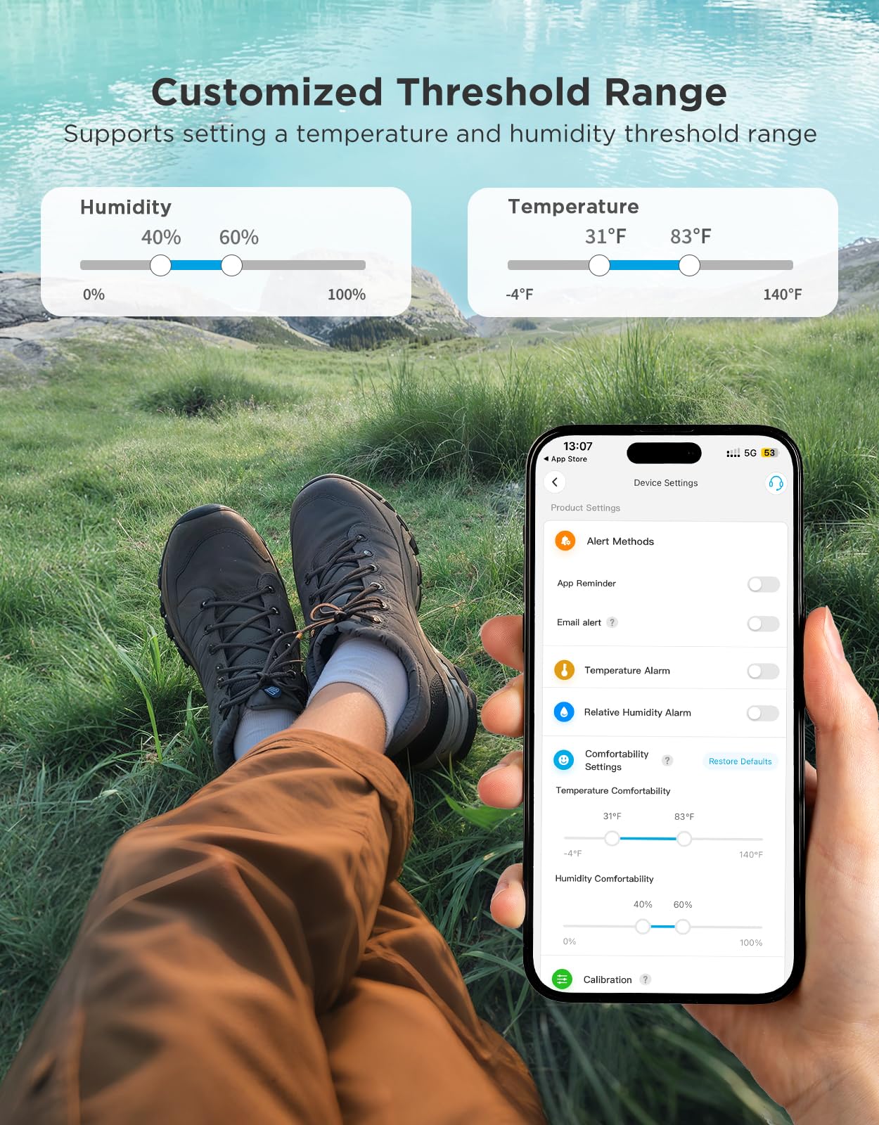 GoveeLife - Termómetro higrómetro para interiores y exteriores IP65 a prueba de agua, pantalla LCD digital, alcance de 60 metros por Bluetooth, alertas de notificación, 2 años de exportación de