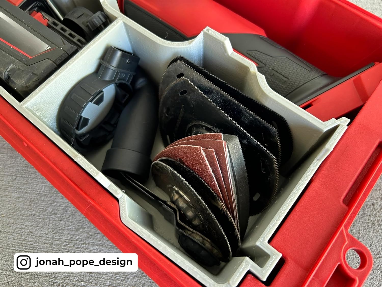 Jonah Pope Design 3d Printed Insert designed for M18 Fuel Multi Tool and Packout Organizer (Insert only) Industrial Gray