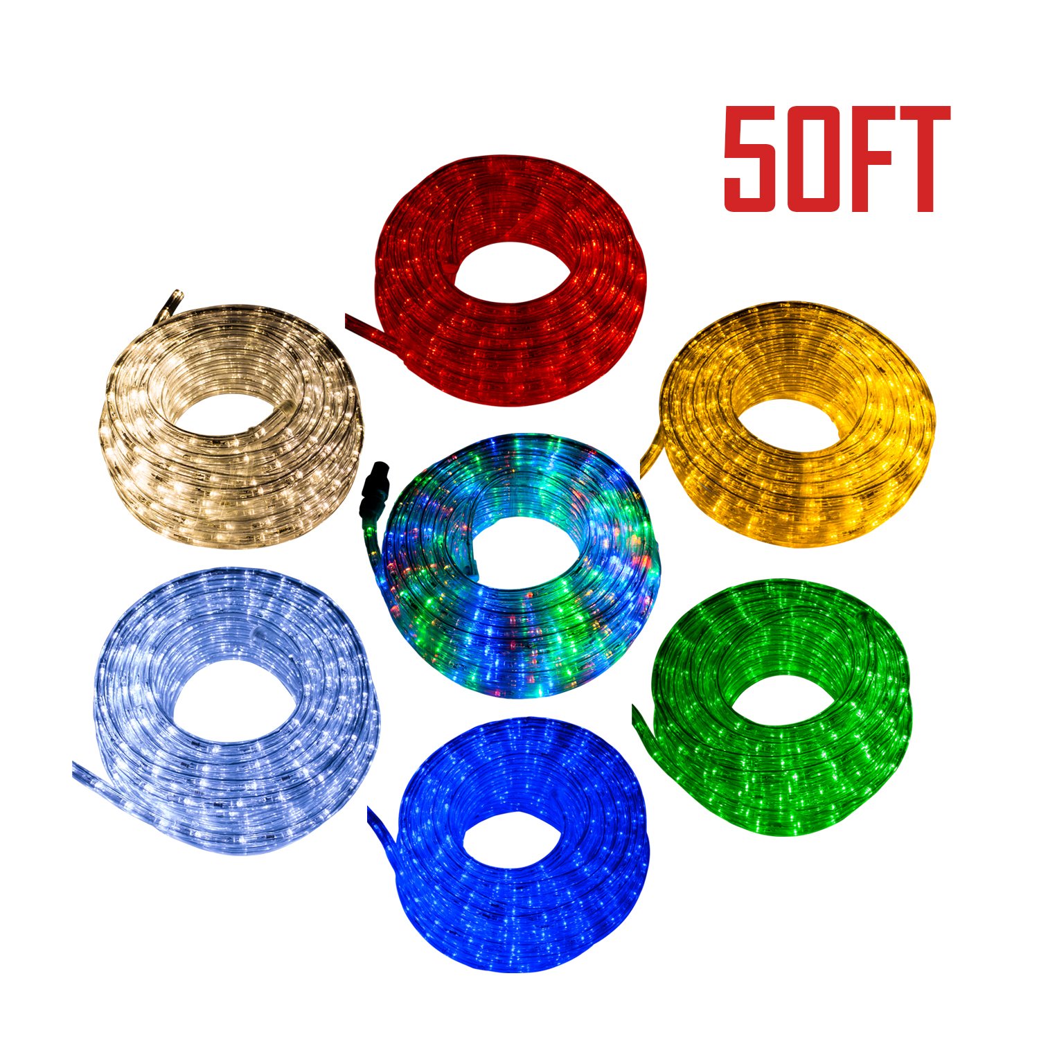 Usexport 15M 50FT 110V 540 LED Rope Light Home Indoor/Outdoor Christmas Decorative Party Lighting Cool White