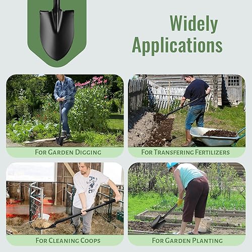Miniatura 8 de Palas pequeñas para excavar, pala de jardín de playa con mango de 43.3 pulgadas, pala de metal portátil resistente para jardinería, camping, zanjas,
