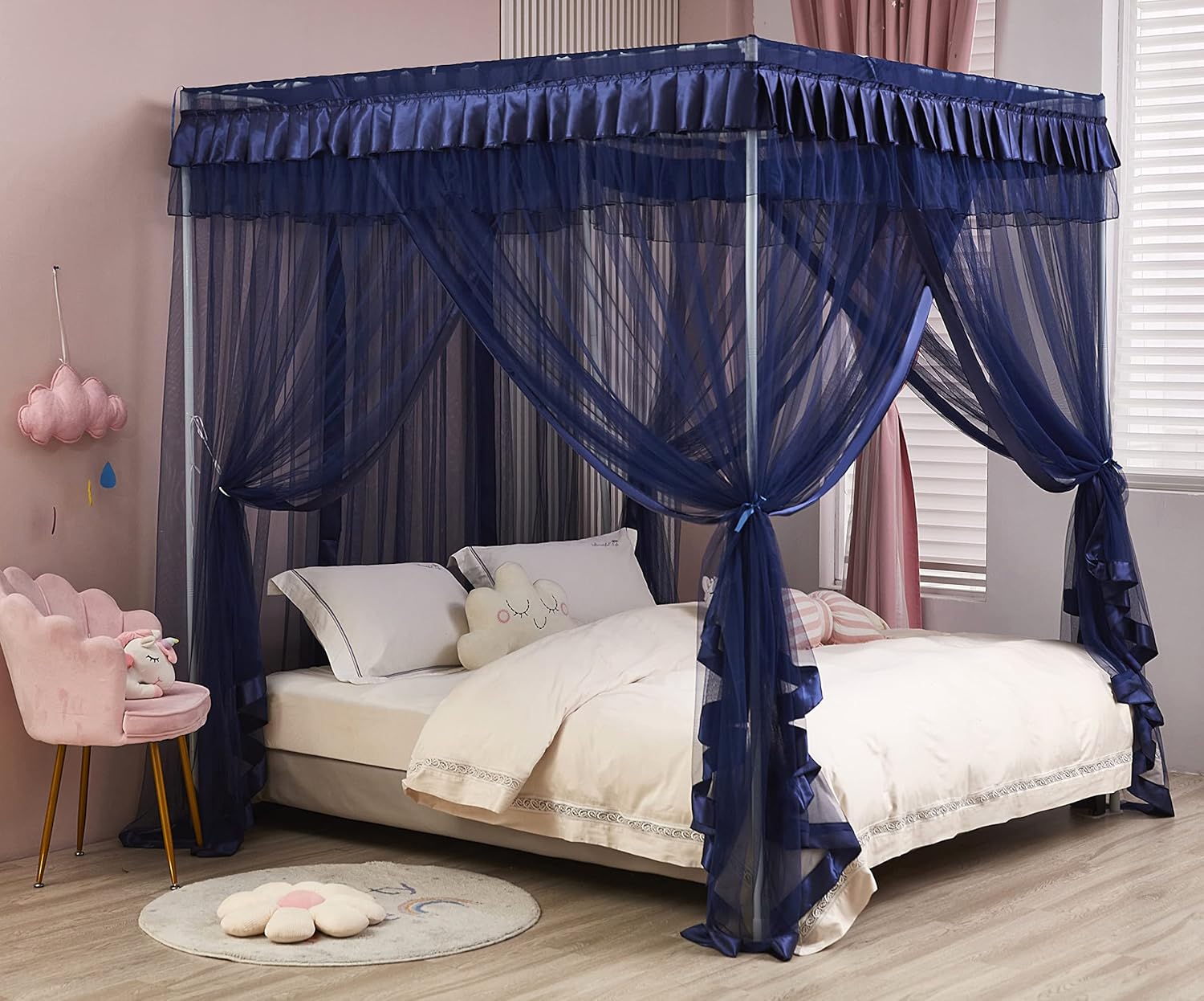 Mengersi Bed Canopy for Girls,Canopy Bed Curtains Canopy for Bed Drapes,Princess Bed Curtains Birthday Present Girls Room Decor,Purple : Everything Else