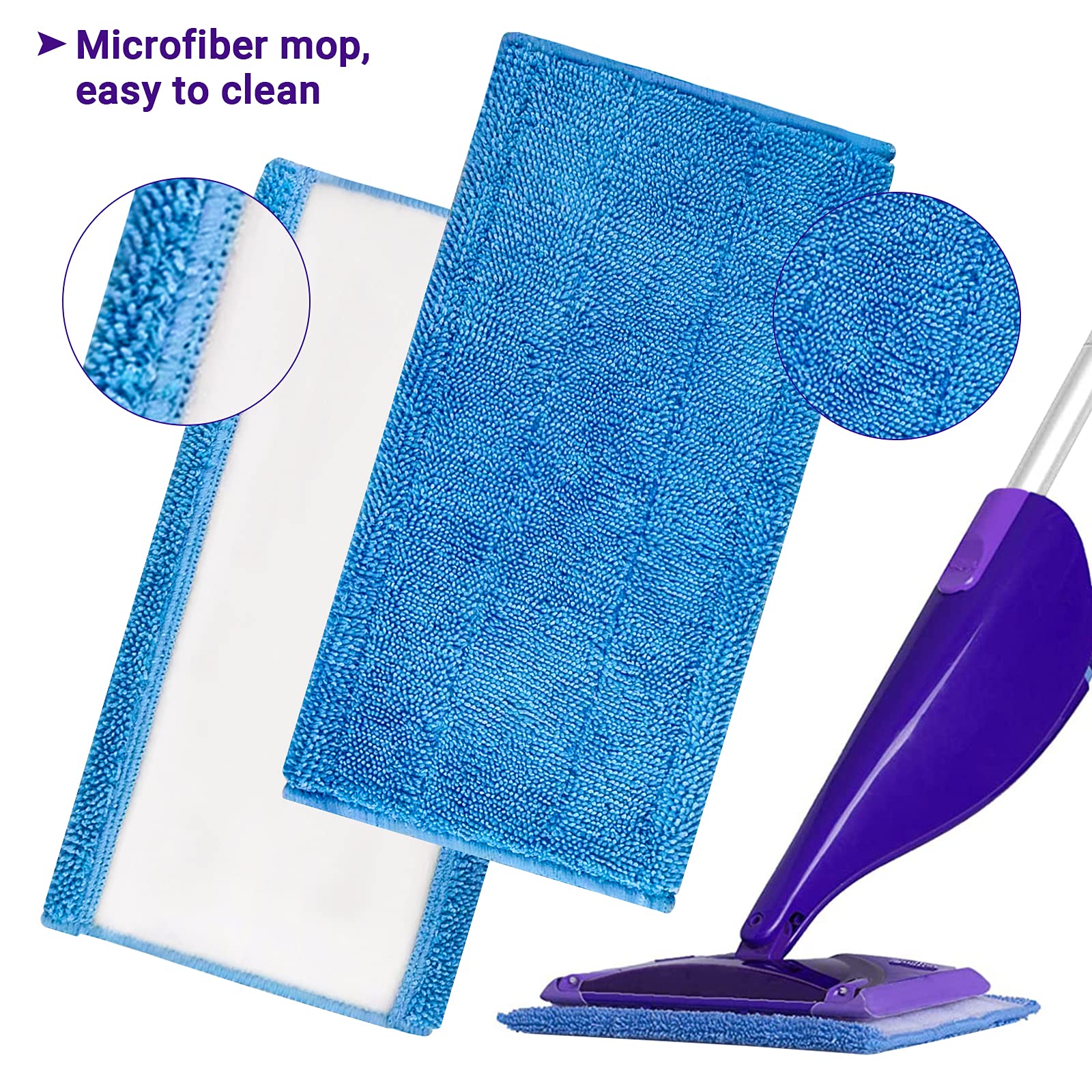 4 Lingettes Réutilisables Pour Swiffer WetJet - Microfibre Pour Nettoyage Sols Humides/Secs