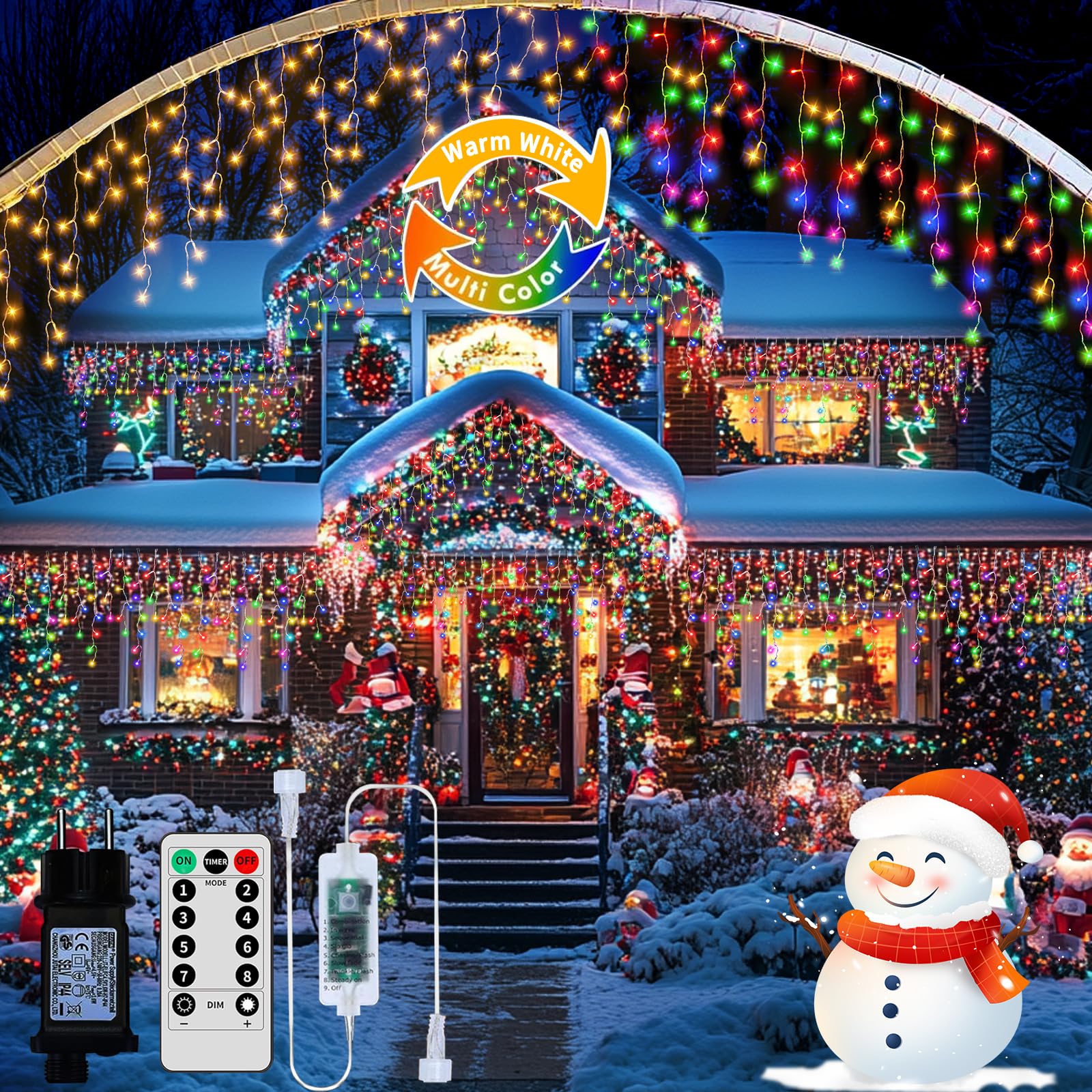 RJEDL 18+5M 600 LED Rinnovabili Luci di Natale da Esterno 3 in 1 Luci Natalizie da Esterno Cascata con 8 Modalità,Timer,Funzione Memoria Tenda Luminosa Esterno per Decorazioni Natalizie da Balcone