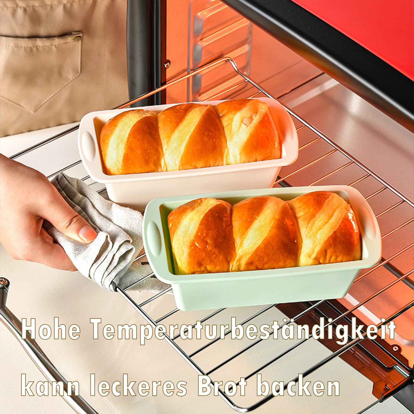 Tcnzdy 4 Stück Silikon Backform Mini Rechteck 19,2 x 9,5 x 5,5 cm für Heißluftfritteuse