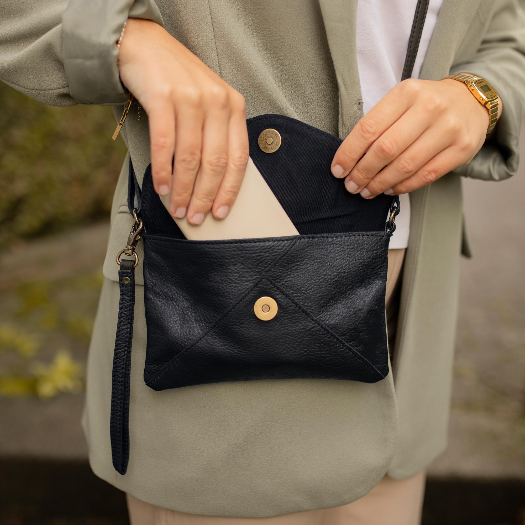 Bolso Bandolera Gusti Cuero Studio Karisma Bolso de Mano Mujer Negro GL_2H83-48-6