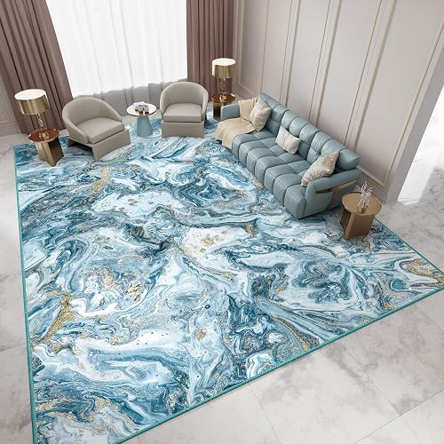 GEMBED Washable Non Slip Non Shedding Area Rug - Blue/Gold, 5'x7'