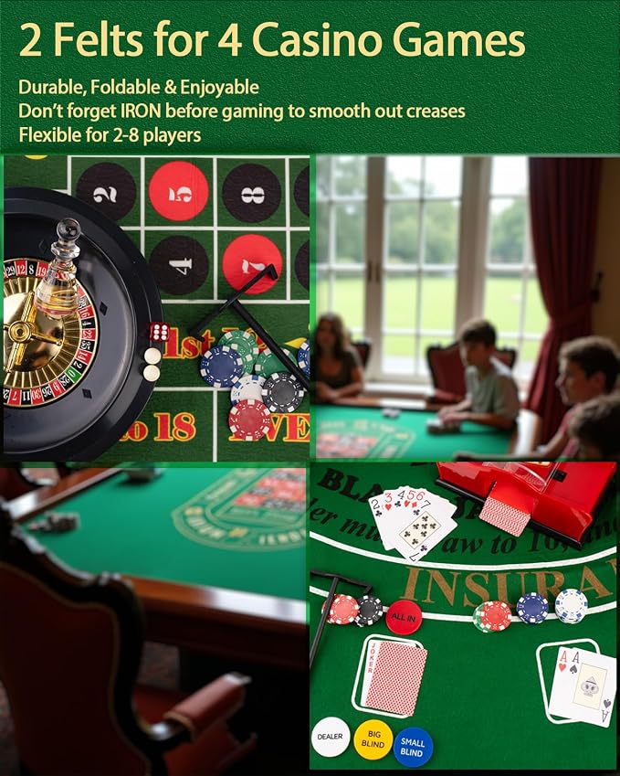 Set Completo de Juegos de Casino 5 en 1 con 250 Fichas miniatura 2