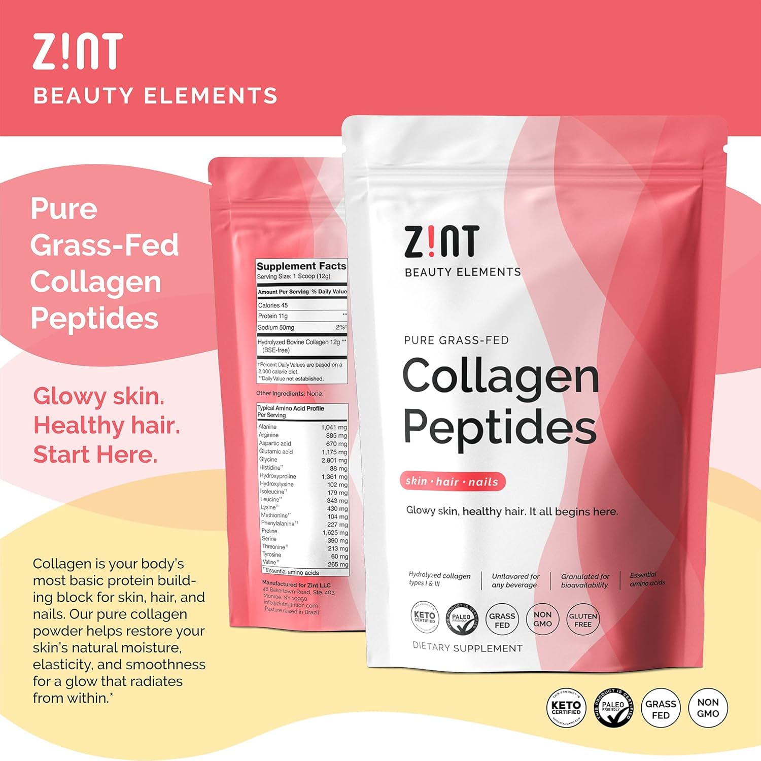 Buy Zint Collagen Peptides Powder 32 Oz Sweet Collagen Beauty Drink AC SL1500