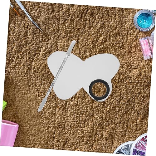 2sets Stainless Steel Makeup Mixing Palette Spatula Cosmetic Blending Tool for Foundation Nail Polish and Art for