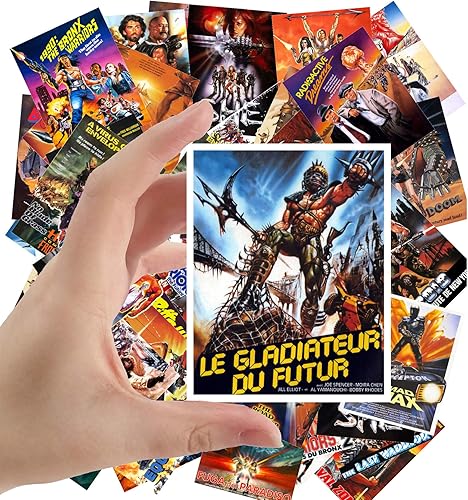 Miniatura 15 de Calcomanías grandes (24 piezas de 2.5 x 3.5 pulgadas) Giallo Slasher WIP Vintage Trash Pósters de películas de terror