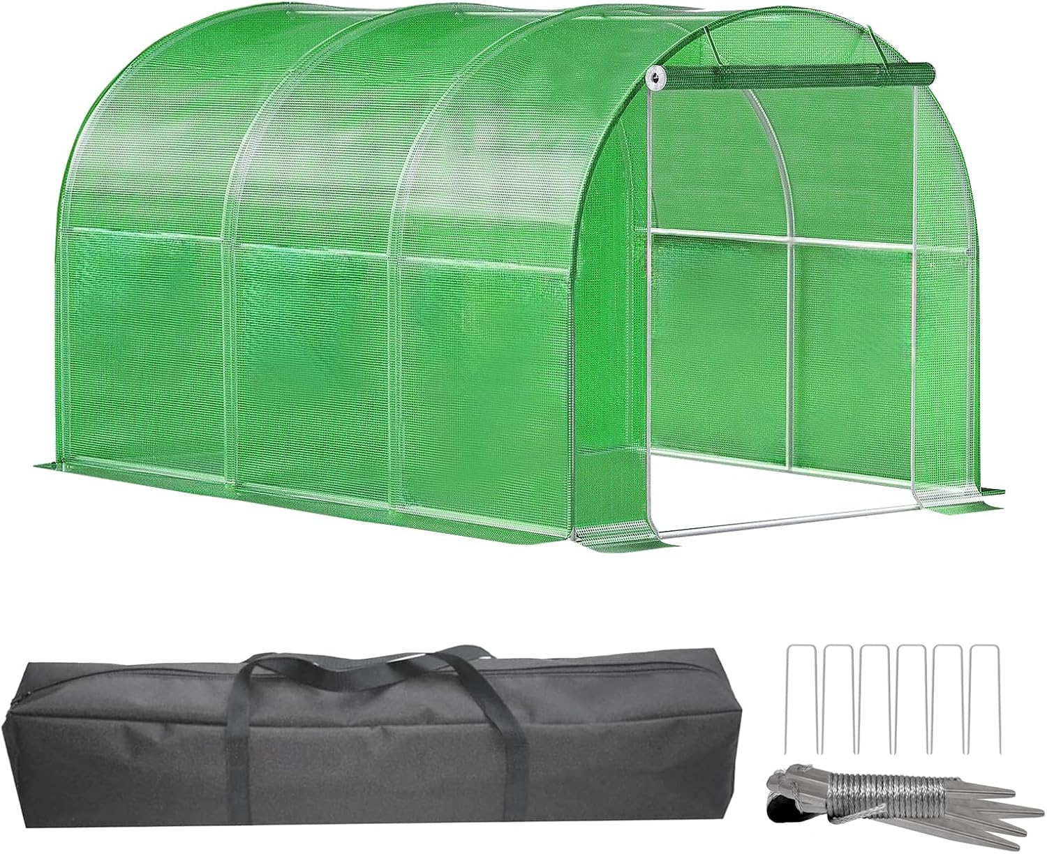 Hoop Greenhouse - Walk-in Greenhouse Kit for Outdoor Gardens, 4x12 FT with Reinforced Frame & PE Cover