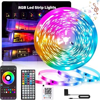 Ledagic Led Lights for Bedroom 32.8FT 300Leds RGB Led Strip Lights Music Sync Color Changing, Dimmable Led Light Strip with Remote App Control, Super Bright Led Tape Light Room Home Gaming Accessories