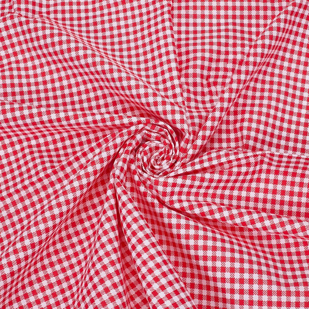 PH PandaHall Gingham Fabric Plaid Cotton Fabric 62.9 Inch Wide Red Tartan Pattern Fabrics Checkered Craft Fabrics for Sewing DIY Crafts Clothing Quilting Tablecloth Home Decor New Year, 1 Yard