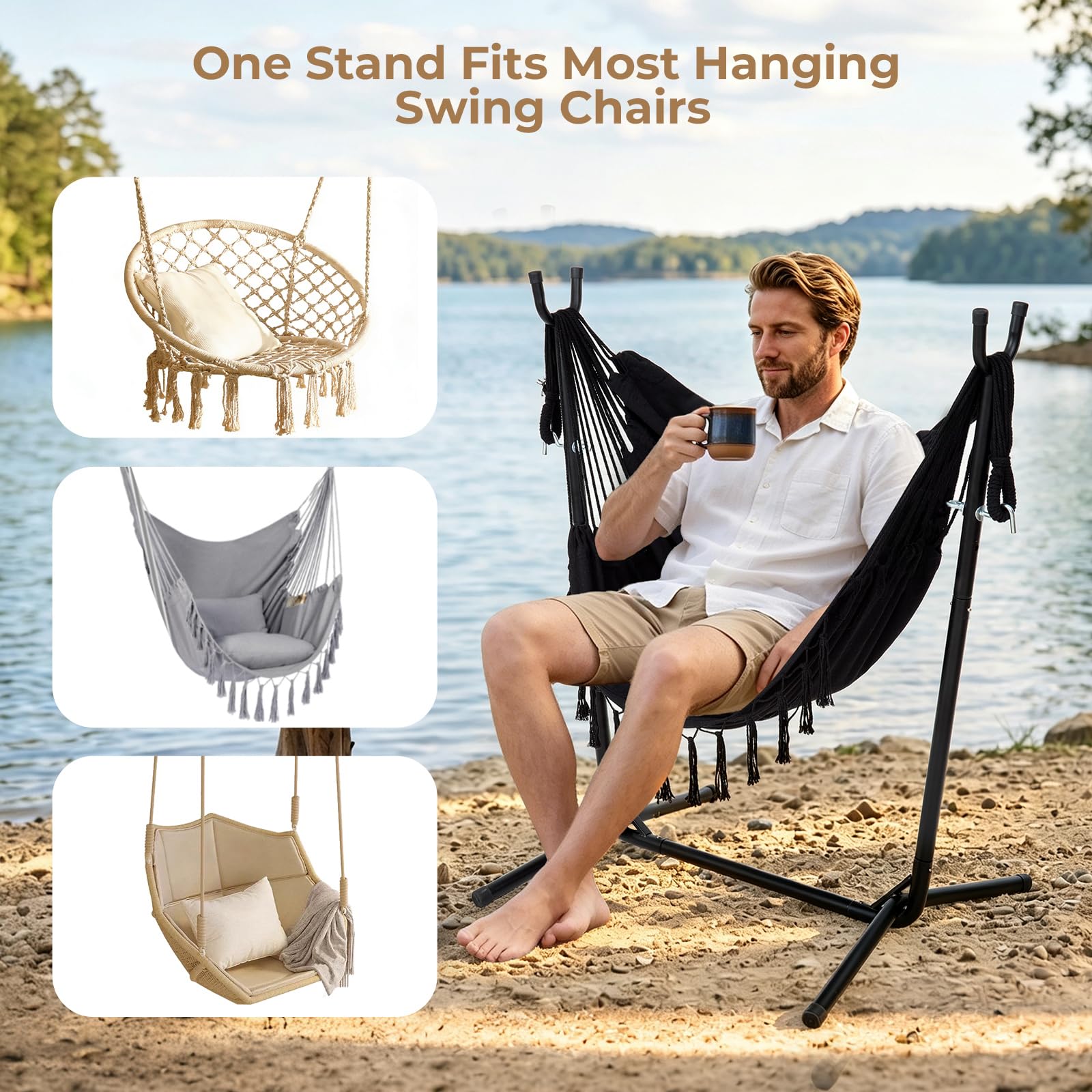 Support de hamac Portable Uniquement, Support de Chaise-hamac de Voyage léger pour l'extérieur, capacité de 300 lbs, Aucun Outil nécessaire, Sac de Transport Inclus