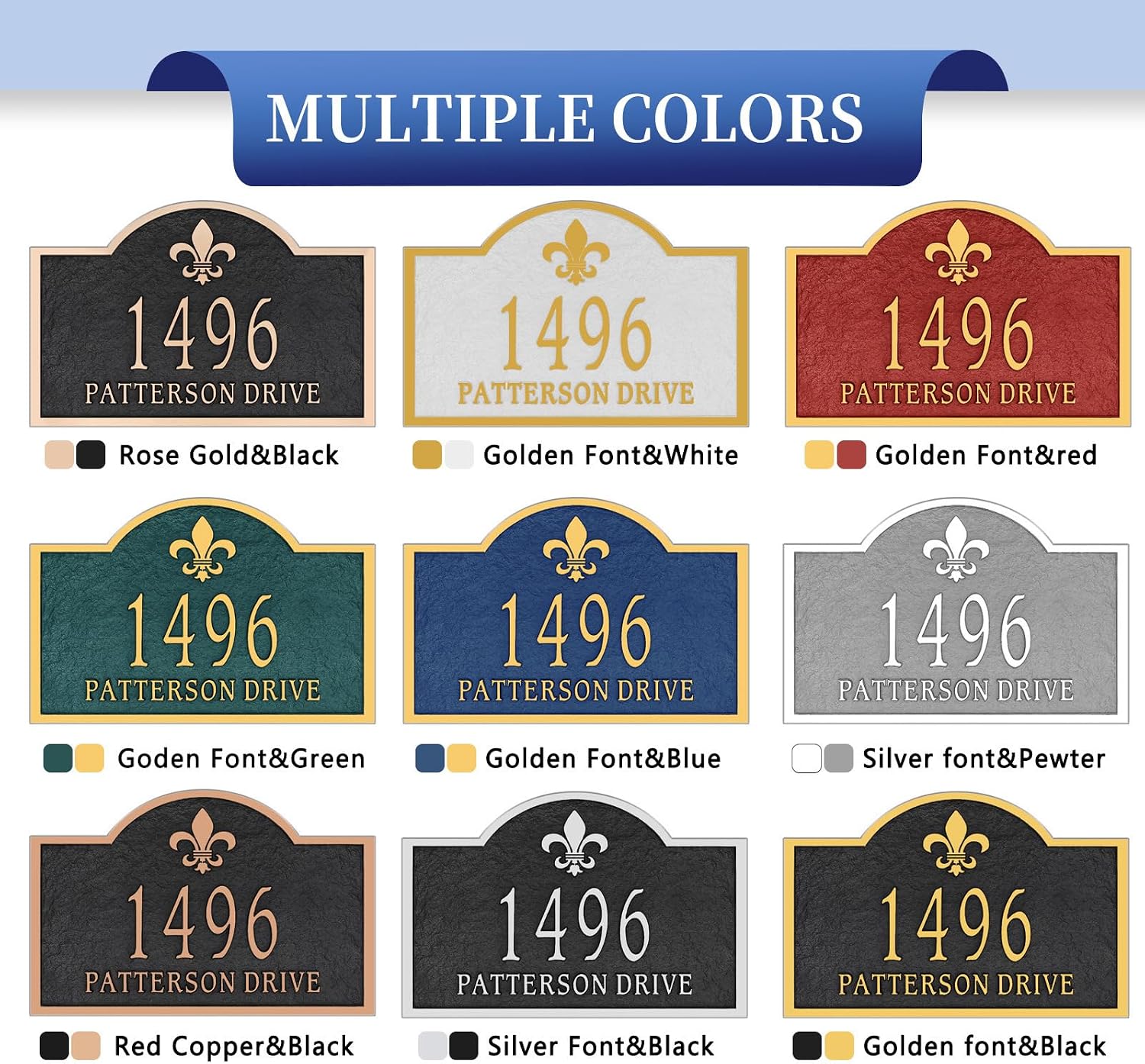 Extra Large Address Plaque Hand-Carved, 12 x 8 Inch, Address Sign for House, Wall Mounted House Number Plaque, Waterproof & Uv Protective - 9 Colors Indoor/Outdoor Use