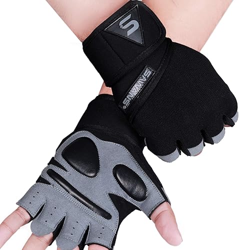 Miniatura 6 de SAWANS Guantes de entrenamiento de fitness, guantes de levantamiento de pesas para hombres y mujeres, transpirables, soporte de muñeca para