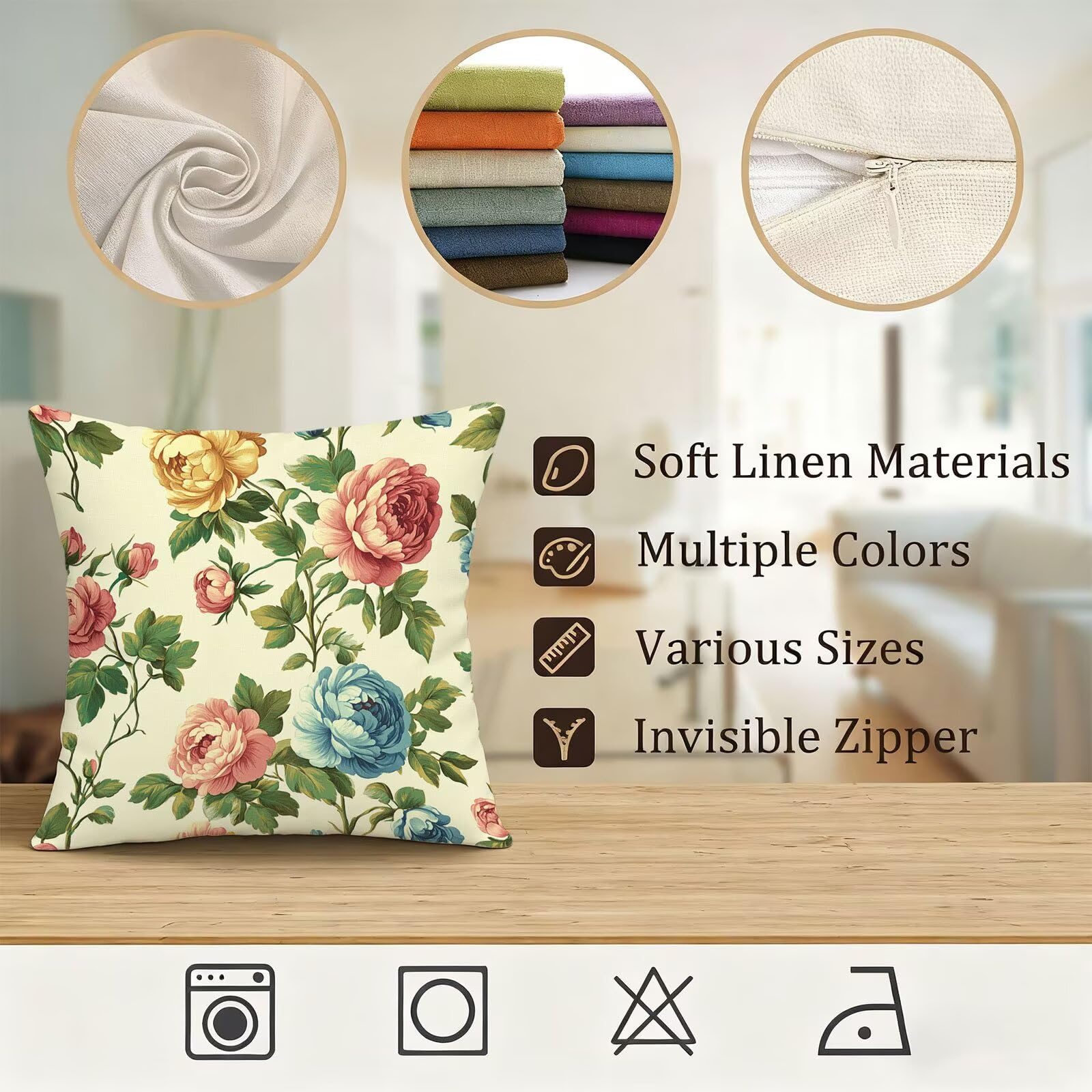 Rose Housse Coussin 60x60 Bleu Taie Oreiller 60x60 Lot de 4 Super Doux Protege Oreiller 60 x 60 Decoration Automne Taie D'oreiller Carrées Coussin Canape, pour Maison Chambre Canapé Chaise E - 148
