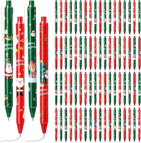 Yeaqee 72 bolígrafos de Navidad con tinta de gel para vacaciones, regalos temáticos de Navidad, bolígrafos divertidos para vacaciones, oficina,
