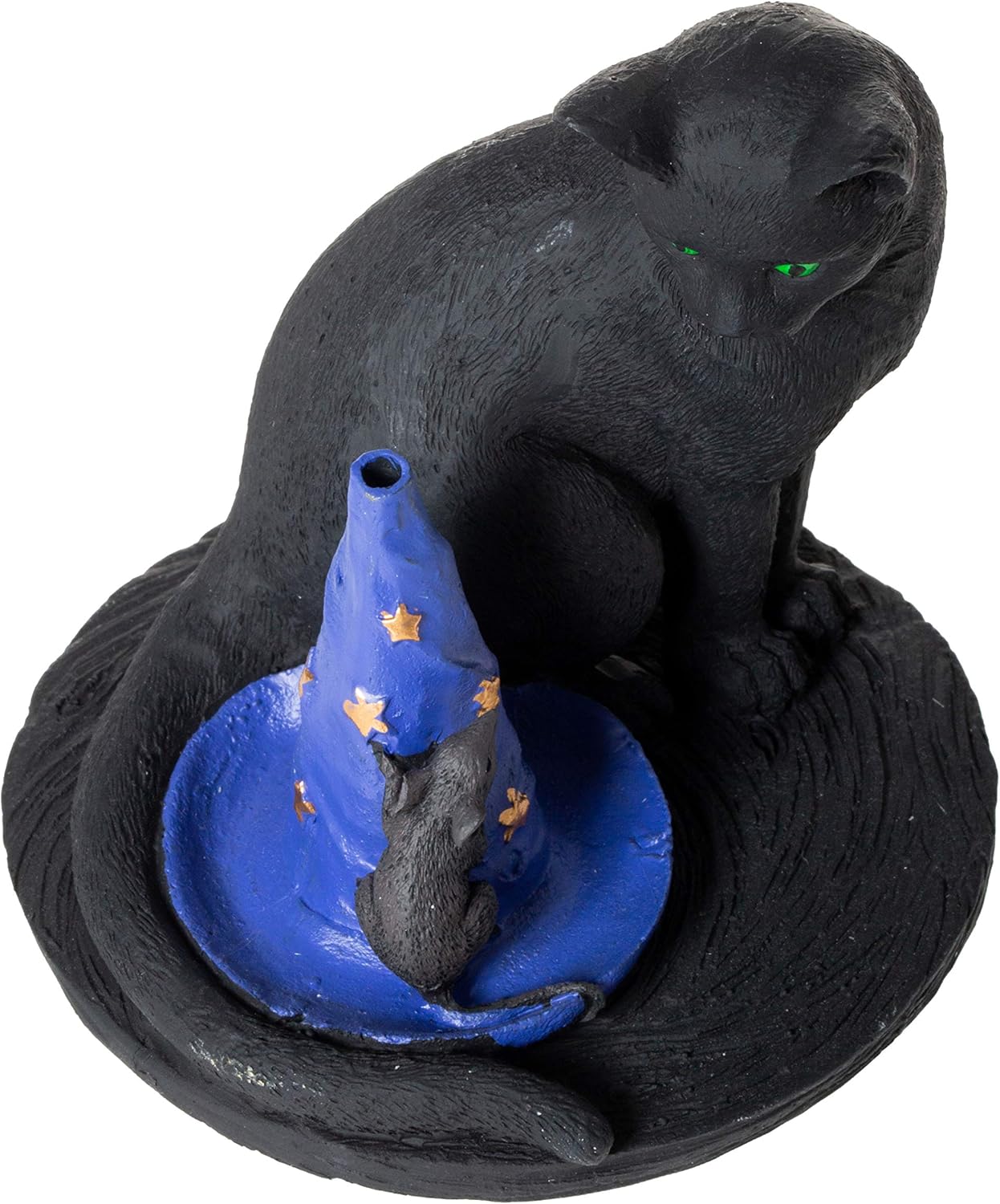Black Cat, Witch's Hat, and Black Rat 4" Tall Incense Burner