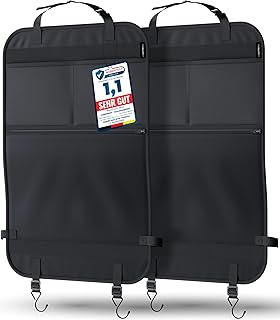 Auto Organizer Kinder Rücksitz schwarz - Wasserdicht - Rückenlehnenschutz Auto Kinder universell kompatibel - Autositz Organizer - Sitzschutz Rückenlehne - große Tasche