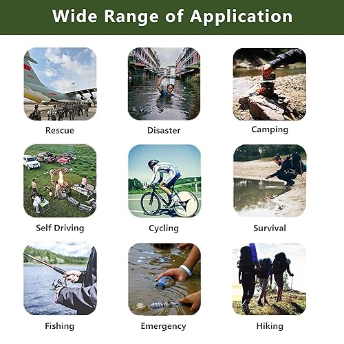 Miniatura 6 de FS-TFC Filtro de agua portátil Equipo de supervivencia de alta precisión y gran flujo opcional 2 en 1 purificación de agua para senderismo, camping,