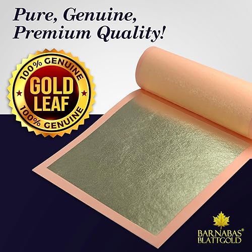 Miniatura 82 de Barnabas Blattgold Hoja de oro, oro real de 22 quilates [25 hojas, 3.1 pulgadas] - Patente de transferencia para pintura, artes y manualidades