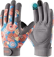 COOLJOB Gartenhandschuhe für Damen, durchstichsichere Arbeitshandschuhe für Rosenschnitt, Gepolsterte Rosenhandschuhe aus Kunstleder mit Klettverschluss (1 Paar, Größe S-M)
