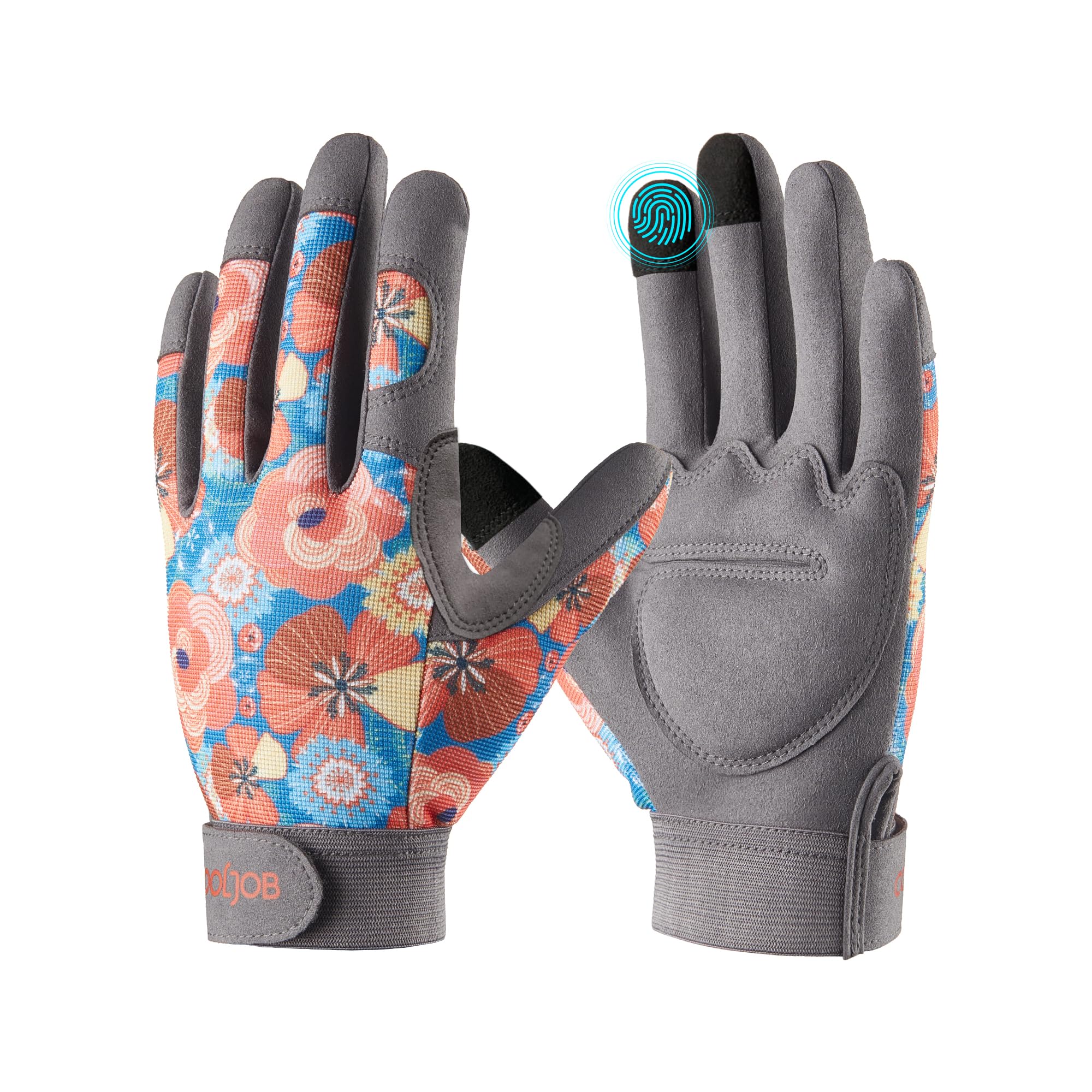 COOLJOB Small Gardening Work Gloves for Women Floral Orange