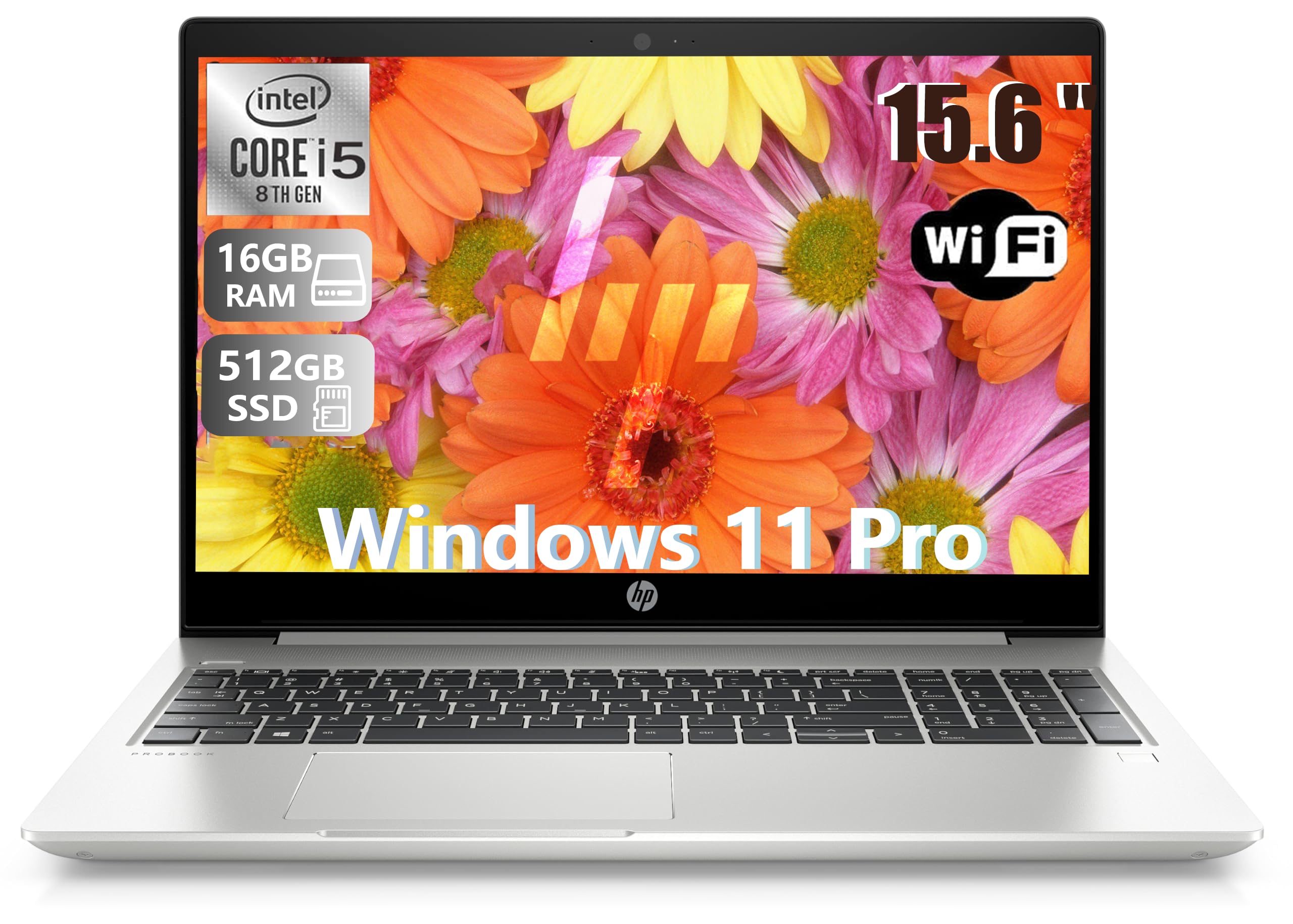 HP ProBook 450 G6 Business Laptop, 15.6" FHD (1920x1080), Intel Core i5-8265U, 16GB RAM, 512GB SSD, Tastiera QWERTY Giapponese, Windows 11 Pro (Ricondizionato)