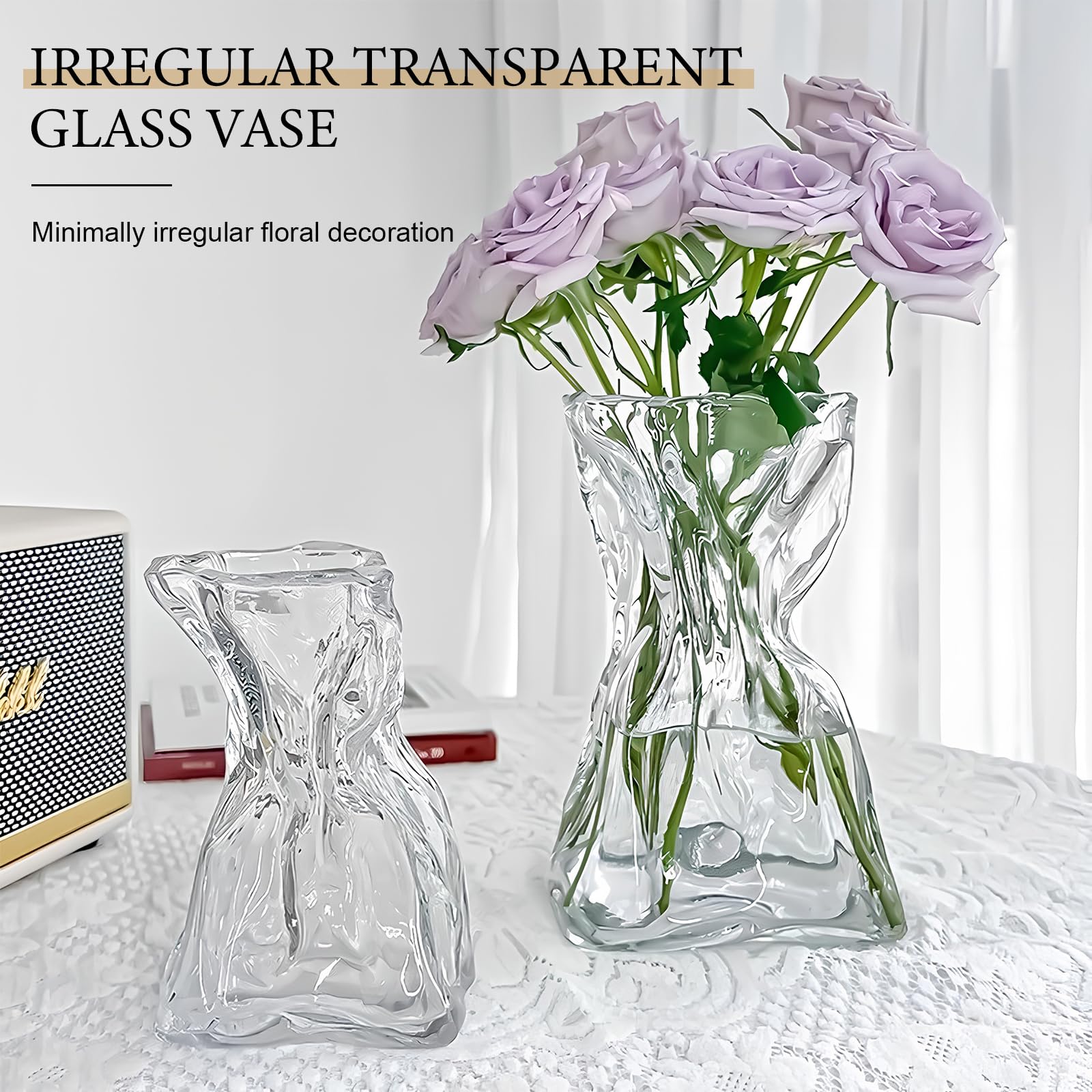 2er Set Glasvasen 16x9x7 Cm – Klare Kleine Vasen Für Tischdekoration
