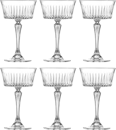 Barski Copas de champán Flauta Platillo Belle Coupe Juego de 6 vasos Tallo Bellamente diseñado Cada vaso mide 8.7 oz Fabricado en Europa