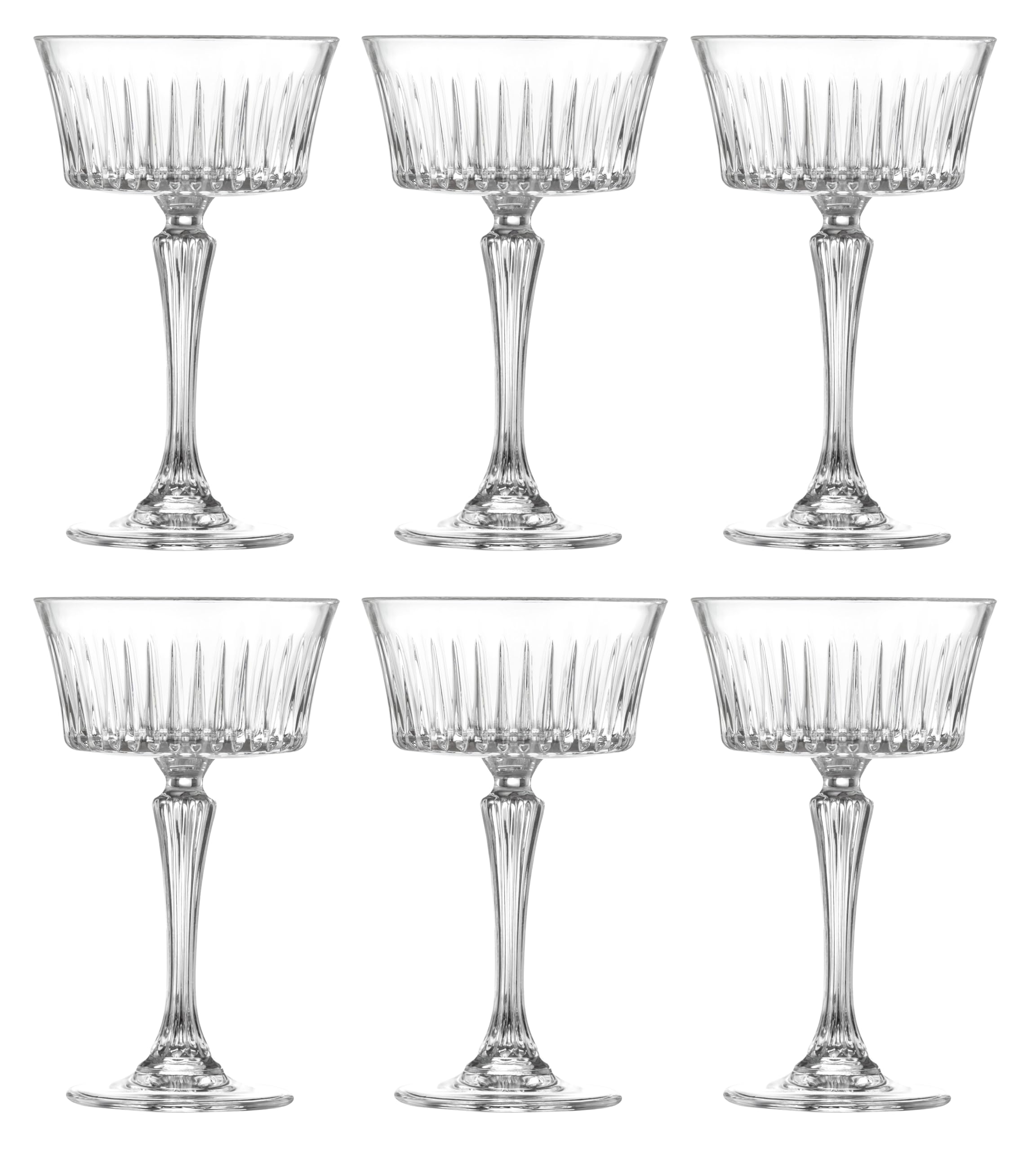 BarskiChampagne Glasses - Flute - Saucer - Belle Coupe - Set of 6 Glasses - Stemmed - Beautifully Designed - Each Glass is 8.7 oz - Made in Europe
